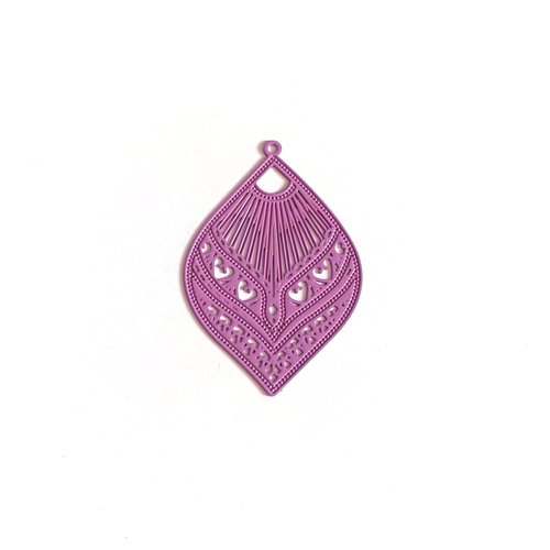 Estampe filigrane goutte violette 39x26mm gevi-24
