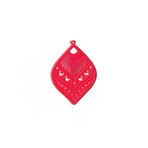 Estampe filigrane goutte rose fluo 39x26mm geros-81