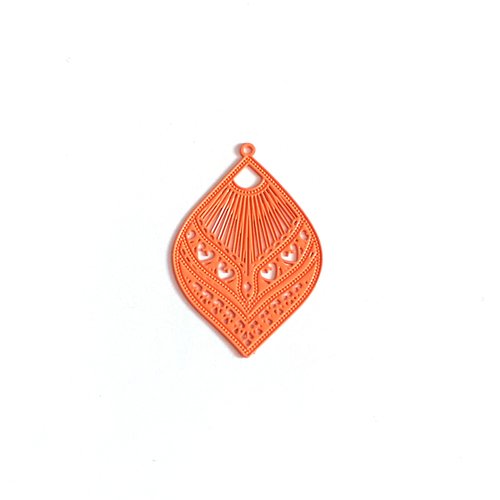 Estampe filigrane goutte orange 39x26mm geor-23