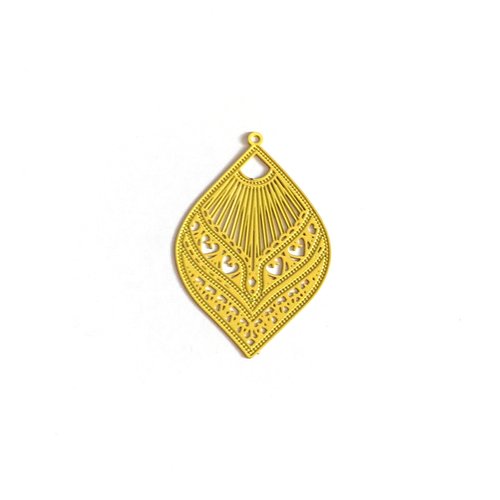 Estampe filigrane goutte jaune 39x26mm geja-5
