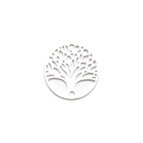 Estampe filigrane ronde arbre de vie blanc 20mm blc19-9