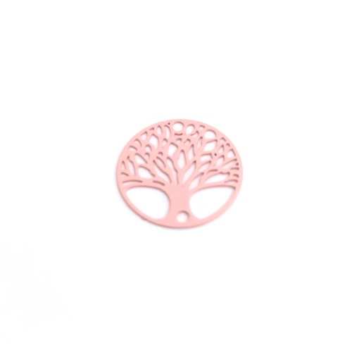 Estampe filigrane ronde arbre de vie rose 20mm ros12-8