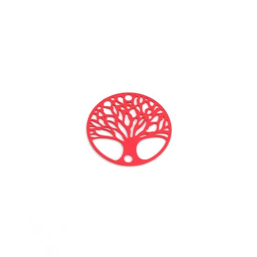 Estampe filigrane ronde arbre de vie rouge 20mm rou8-3