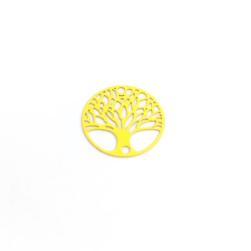 Estampe filigrane ronde arbre de vie jaune ja18-10
