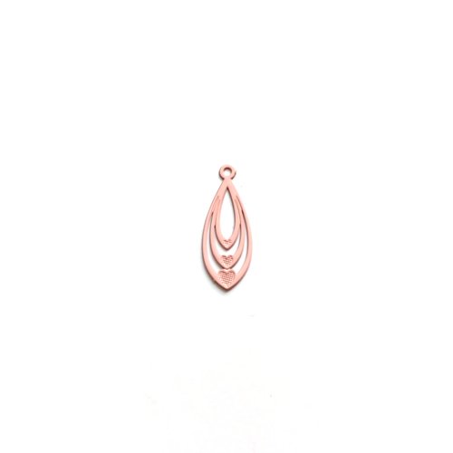Breloque filigrane goutte rose 19x7mm ros8-2
