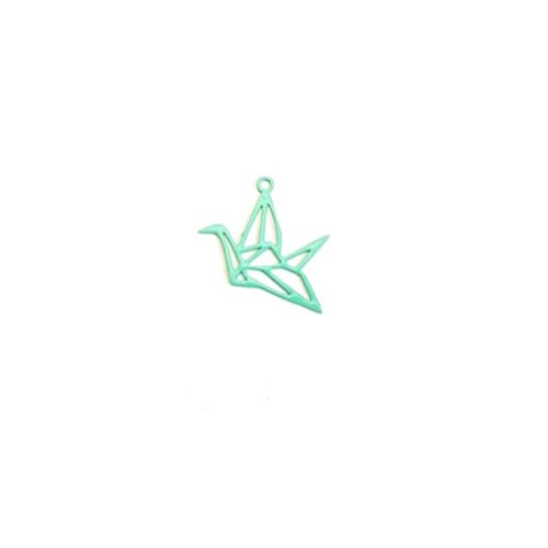 Lot estampe oiseau origami turquoise 15x20mm x10 lottu21-1
