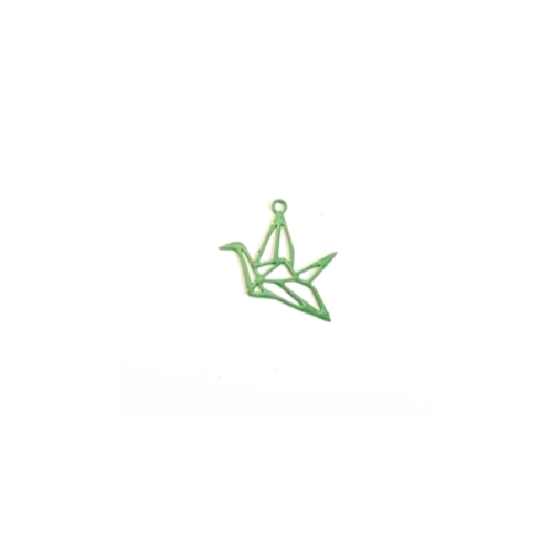 Lot estampe oiseau origami vert 15x20mm x10 lotve26-6