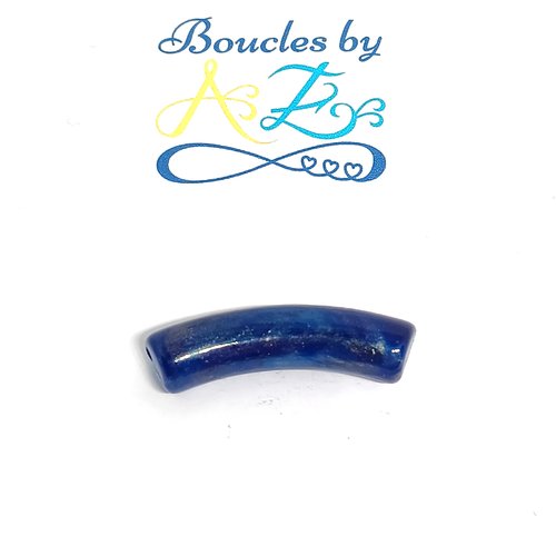 *perle tube incurvé bleue acrylique 32x10mm pble12-2*