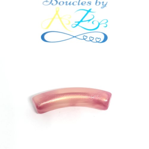 *perle tube incurvé rose acrylique 32x10mm pros8-10*