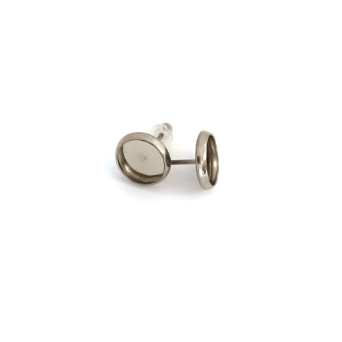 Clous d'oreilles pour cabochon 8mm en acier inoxydable argenté sbopu-6