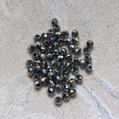Perles rondelles à facettes argentées en verre 4x3mm fil 35cm par1-17