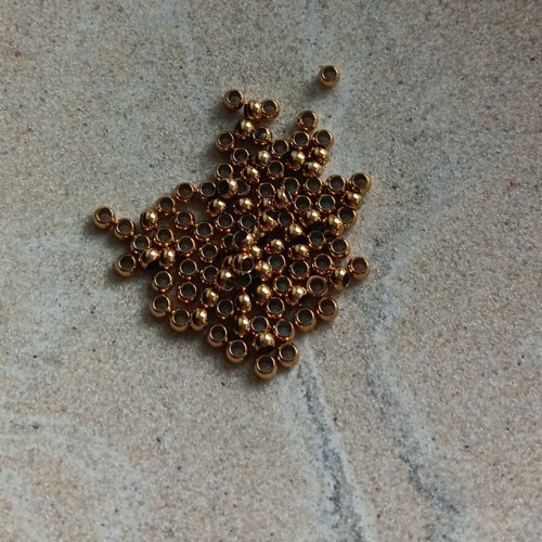 Perles rondes dorées 3x2mm acier inoxydable x10 pdo2-7