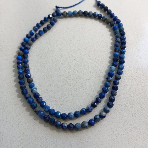 Perles rondes facettées lapis lazuli naturelle 3mm pp1-26