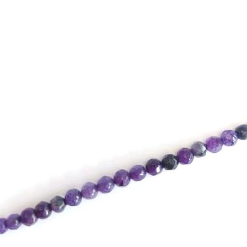 Perles rondes facettées agate violette naturelle 4mm pp1-25