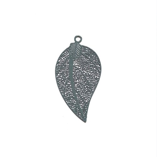 Estampe filigrane feuille grise en métal 52x28mm x1 ou x10 gegr-10