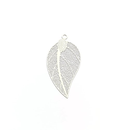Estampe filigrane feuille blanche en métal 52x28mm x1 ou x10 geblc-43