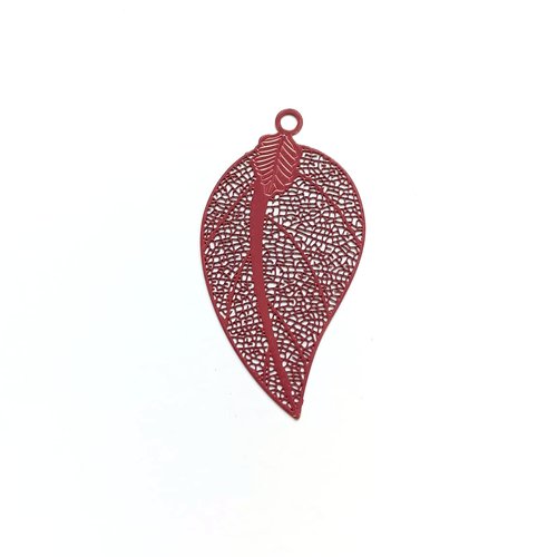 Estampe filigrane feuille prune en métal 52x28mm x1 ou x10 gevi-6