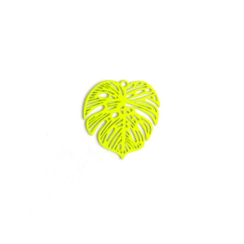 Lot estampe feuille jaune fluo 18mm x10 lotja7-6