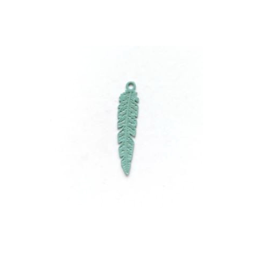 Lot estampe plume verte 21x5mm x10 lotve13-6