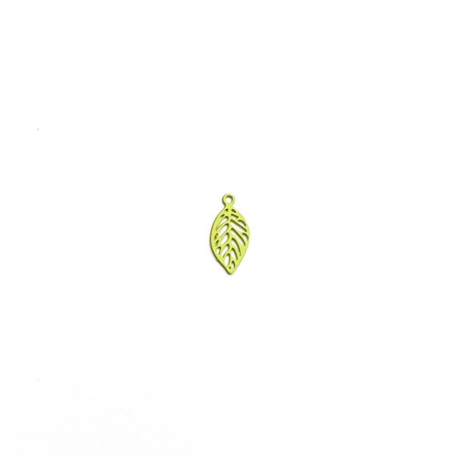 Breloque filigrane feuille verte en métal 11x5mm x1 ou x10 ve29-1