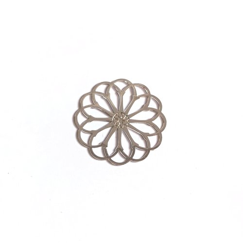 Estampe filigrane fleur argentée en métal 28mm x1 ou x10 ea4-25