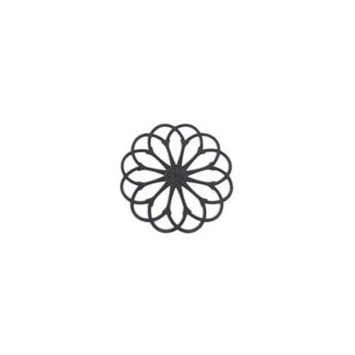 Estampe filigrane fleur noire en métal 28mm x1 ou x10 geno-52