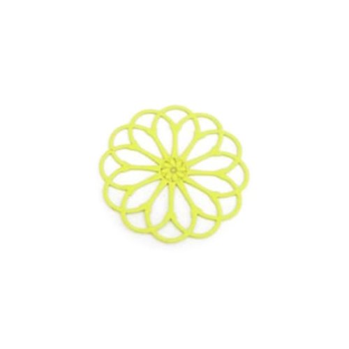 Estampe filigrane fleur verte en métal 28mm x1 ou x10 geve-46