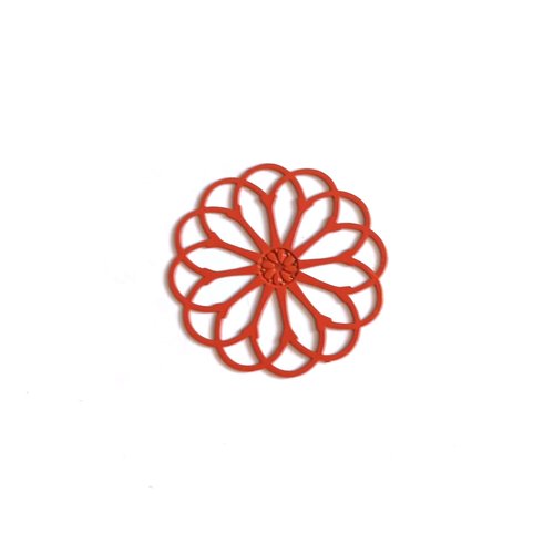 Estampe filigrane fleur orange en métal 28mm x1 ou x10 geor-16