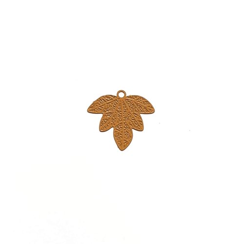 Estampe filigrane feuille jaune moutarde 20x23mm ja6-4