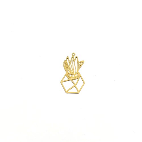 Estampe filigrane fleur dorée en métal 23x13mm x1 ou x10 do12-6