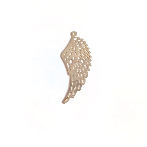 Estampe filigrane aile d'ange argentée 50x20mm ea5-23