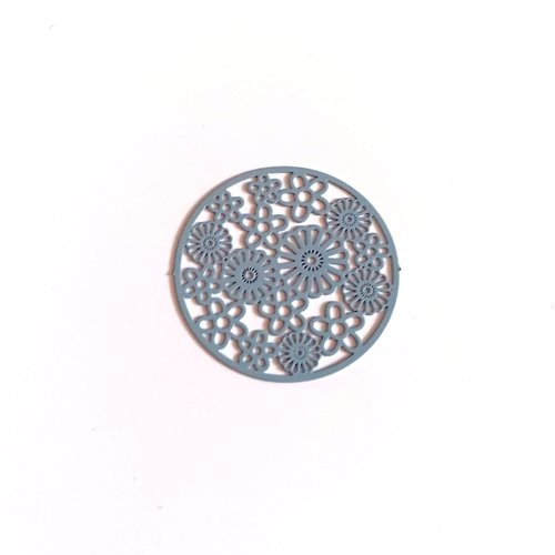 Estampe filigrane rond fleuri gris 32mm gegr-23