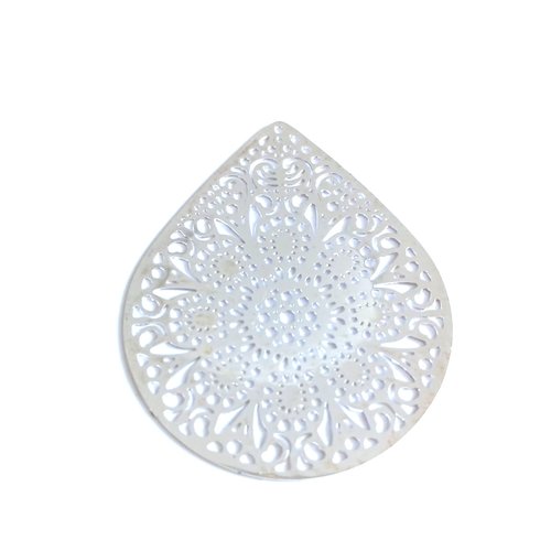 Estampe filigrane goutte argentée 49x39mm ea5-3
