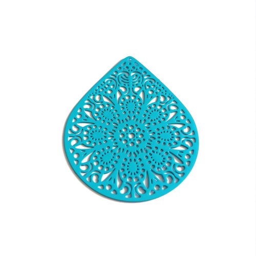 Estampe filigrane goutte turquoise 49x39mm getu-22