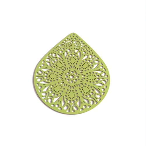 Estampe filigrane goutte verte 49x39mm geve-18