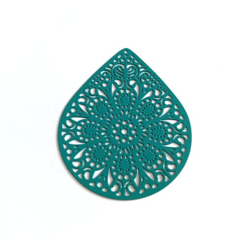 Estampe filigrane goutte verte 49x39mm geve-50