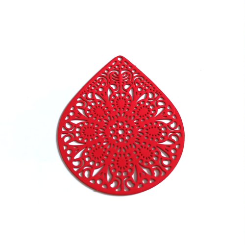 Estampe filigrane goutte rouge 49x39mm gerou-16