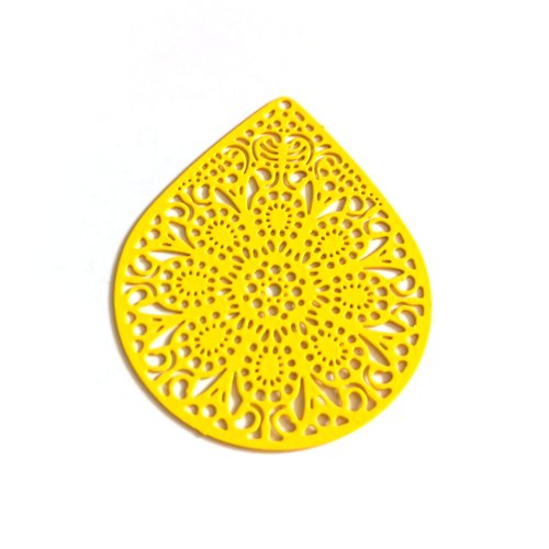 Estampe filigrane goutte jaune 49x39mm geja-22