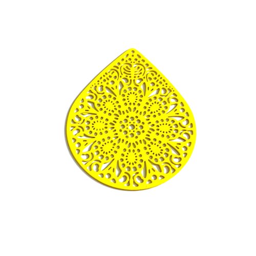 Estampe filigrane goutte jaune 49x39mm geja-25