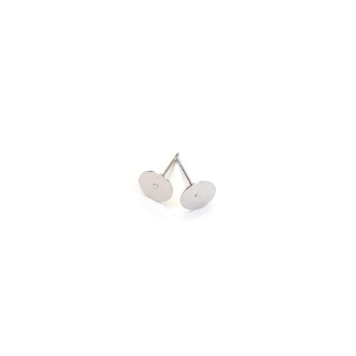 Lot clous d'oreilles forme disque, argentés en laiton 8mm x10paires sbopu-13