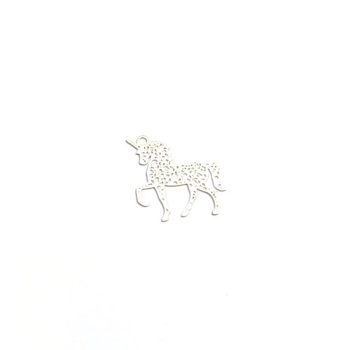 Estampe filigrane licorne argentée en métal 21x23mm ar50-10