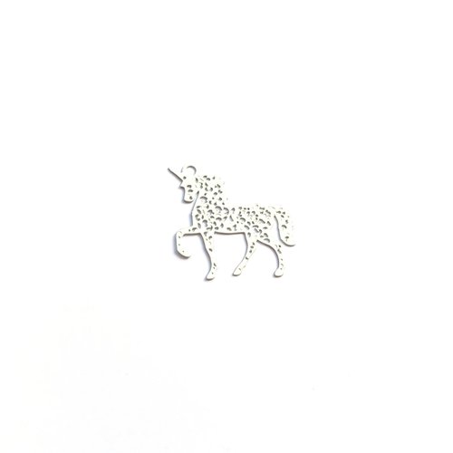 Estampe filigrane licorne blanche en métal 21x23mm blc19-3