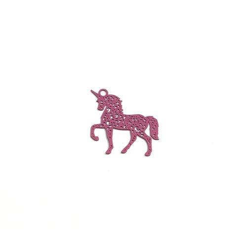 Estampe filigrane licorne mauve en métal 21x23mm vi11-8