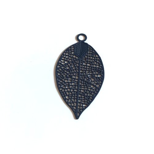 Estampe filigrane feuille bleu marine 38x20mm geble-28