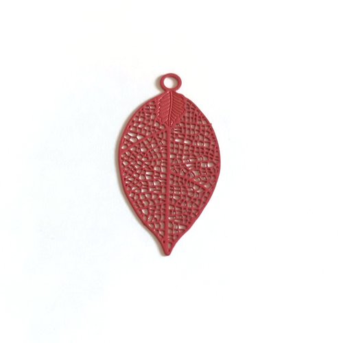 Estampe filigrane feuille rose 38x20mm geros-31