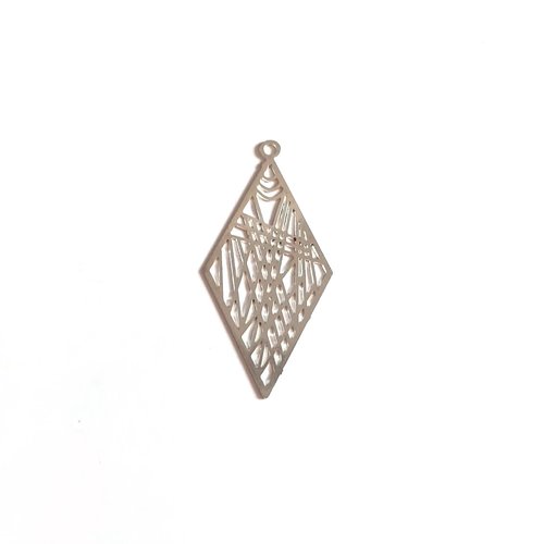 Estampe filigrane losange argenté en métal 33x16mm x1 ou x10 ea4-19