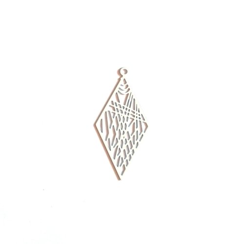 Estampe filigrane losange blanc en métal 33x16mm x1 ou x10 geblc-27