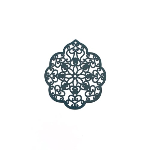 Estampe filigrane goutte bleu marine en métal 50x43mm x1 ou x10 geble-61