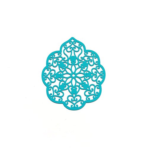 Estampe filigrane goutte bleu turquoise 50x43mm getu-28