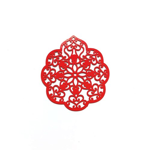 Estampe filigrane goutte rouge 50x43mm gerou-35